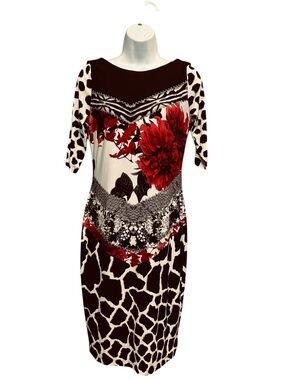 Picadilly Floral Animal Print Stretchy Sheath Dress Size S